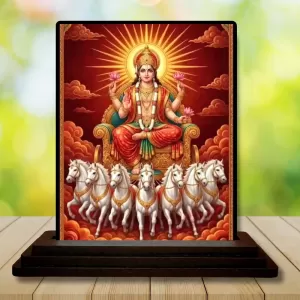 Car Dashboard Surya Wooden Photo Stand  3x4 Inches, Compact & Stylish Spiritual Display For Car, Home & Office (Pack Of 1) (F49598)