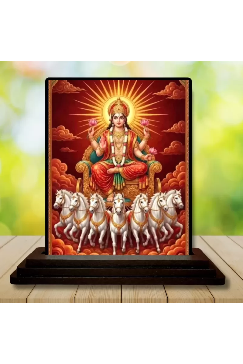 Car Dashboard Surya Wooden Photo Stand  3x4 Inches, Compact & Stylish Spiritual Display For Car, Home & Office (Pack Of 1) (F49598)