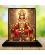 Car Dashboard Hanuman Wooden Photo Stand  3x4 Inches, Compact & Stylish Spiritual Display For Car, Home & Office (Pack Of 1) (F49599)