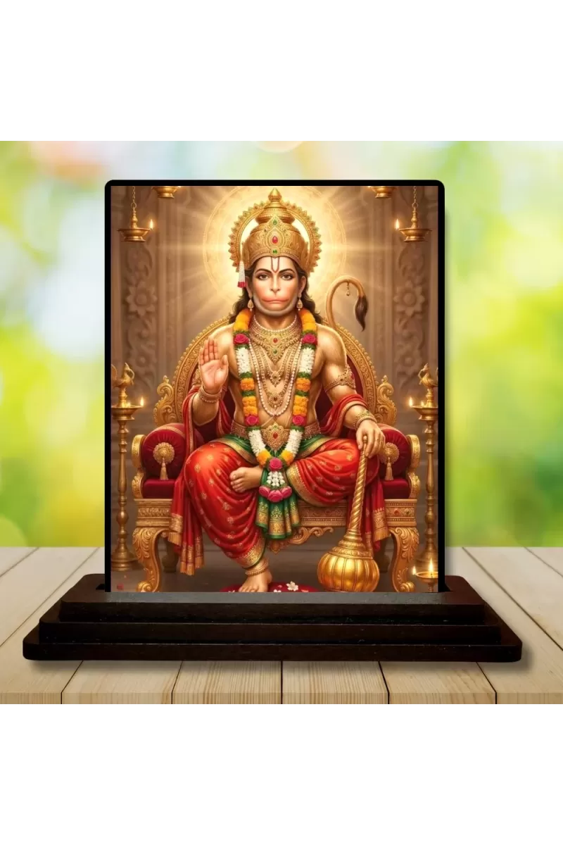 Car Dashboard Hanuman Wooden Photo Stand  3x4 Inches, Compact & Stylish Spiritual Display For Car, Home & Office (Pack Of 1) (F49599)