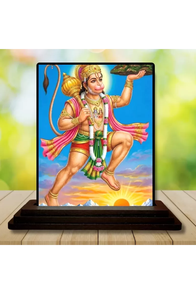 Car Dashboard Hanuman Wooden Photo Stand  3x4 Inches, Compact & Stylish Spiritual Display For Car, Home & Office (Pack Of 1) (F49600)