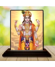 Car Dashboard Vishnu Wooden Photo Stand  3x4 Inches, Compact & Stylish Spiritual Display For Car, Home & Office (Pack Of 1) (F49601)