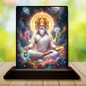 Car Dashboard Lord Brahma Wooden Photo Stand 3x4 Inches, Compact & Stylish Spiritual Display For Car, Home & Office (Pack Of 1) (F49603) Car Dashboard Lord Brahma Wooden Photo Stand 3x4 Inches, Compact & Stylish Spiritual Display For Car, Home & Office (Pack Of 1) (F49603)