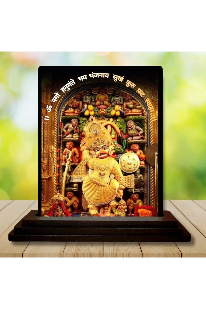Car Dashboard Ganesha Wooden Photo Stand  3x4 Inches, Compact & Stylish Spiritual Display For Car, Home & Office (Pack Of 1) (F49604)