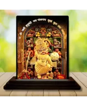 Car Dashboard Ganesha Wooden Photo Stand  3x4 Inches, Compact & Stylish Spiritual Display For Car, Home & Office (Pack Of 1) (F49606)