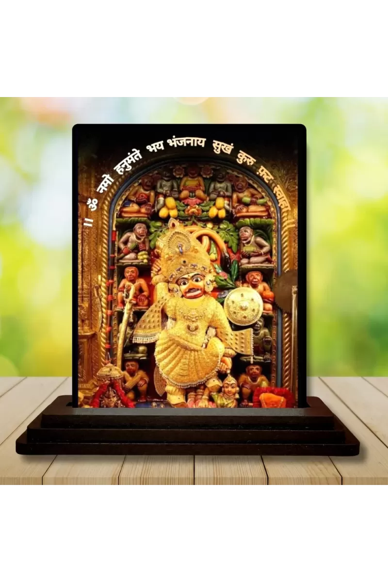 Car Dashboard Ganesha Wooden Photo Stand  3x4 Inches, Compact & Stylish Spiritual Display For Car, Home & Office (Pack Of 1) (F49606)