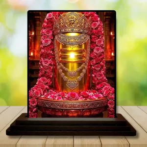 Car Dashboard Shiva Wooden Photo Stand  3x4 Inches, Compact & Stylish Spiritual Display For Car, Home & Office (Pack Of 1) (F49608)