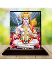 Car Dashboard Hanuman Wooden Photo Stand  3x4 Inches, Compact & Stylish Spiritual Display For Car, Home & Office (Pack Of 1) (F49610)