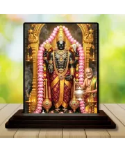 Car Dashboard Tirupati Balaji Wooden Photo Stand  3x4 Inches, Compact & Stylish Spiritual Display For Car, Home & Office (Pack Of 1) (F49612)