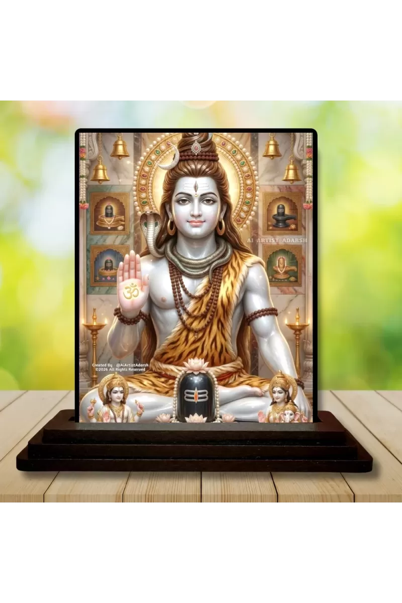 Car Dashboard Shiva Wooden Photo Stand  3x4 Inches, Compact & Stylish Spiritual Display For Car, Home & Office (Pack Of 1) (F49613)