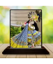 Car Dashboard Shree Krishna Wooden Photo Stand  3x4 Inches, Compact & Stylish Spiritual Display For Car, Home & Office (Pack Of 1) (F49614)