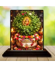 Car Dashboard Lakshmi Wooden Photo Stand  3x4 Inches, Compact & Stylish Spiritual Display For Car, Home & Office (Pack Of 1) (F49618)