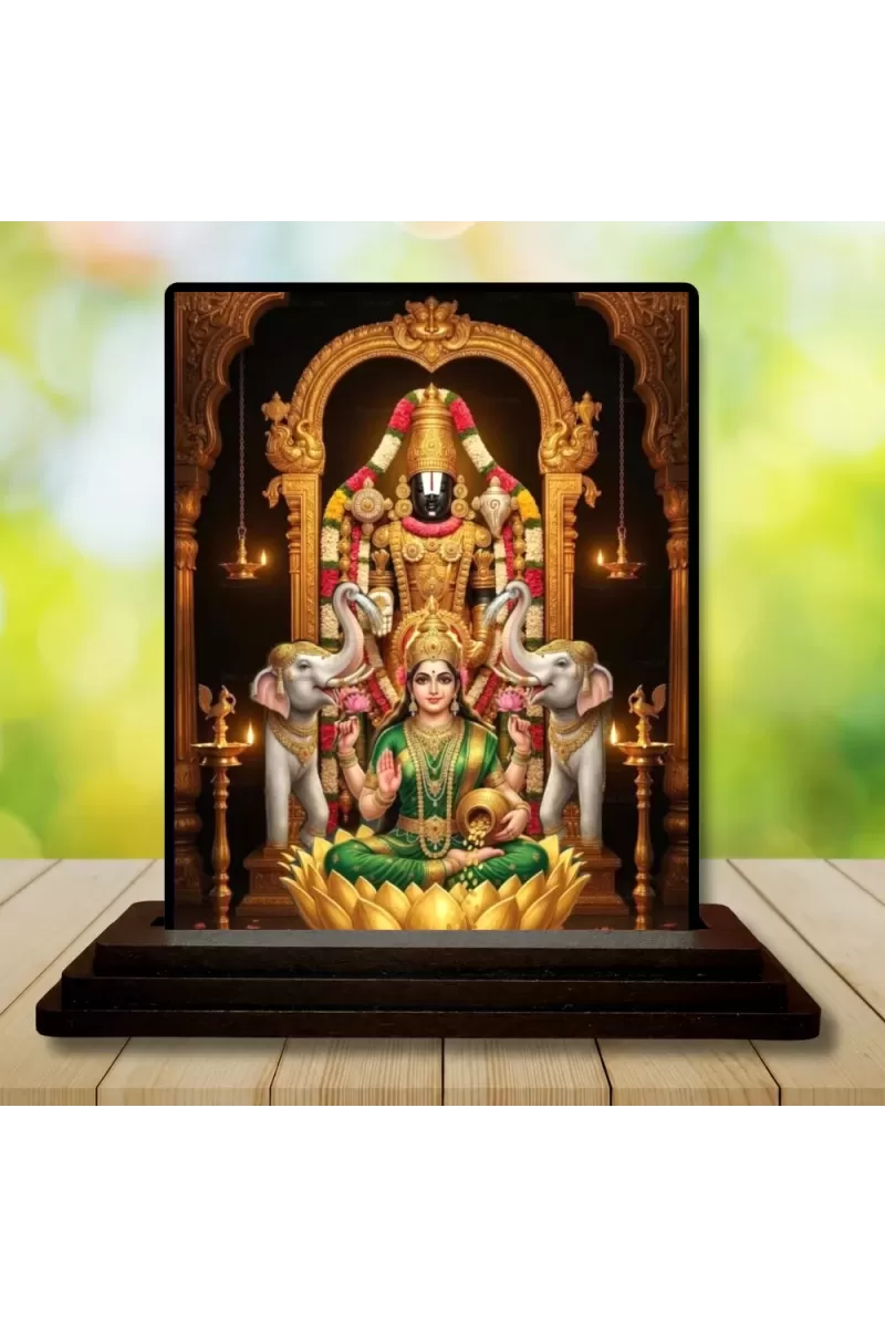 Car Dashboard Lakshmi Wooden Photo Stand  3x4 Inches, Compact & Stylish Spiritual Display For Car, Home & Office (Pack Of 1) (F49620)