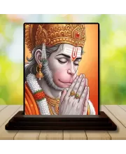 Car Dashboard Hanuman Wooden Photo Stand  3x4 Inches, Compact & Stylish Spiritual Display For Car, Home & Office (Pack Of 1) (F49621)