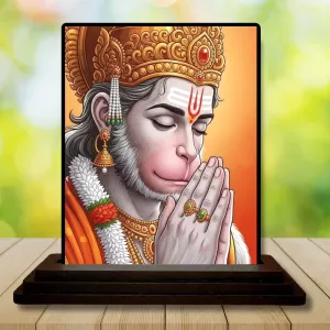 Car Dashboard Hanuman Wooden Photo Stand  3x4 Inches, Compact & Stylish Spiritual Display For Car, Home & Office (Pack Of 1) (F49621)