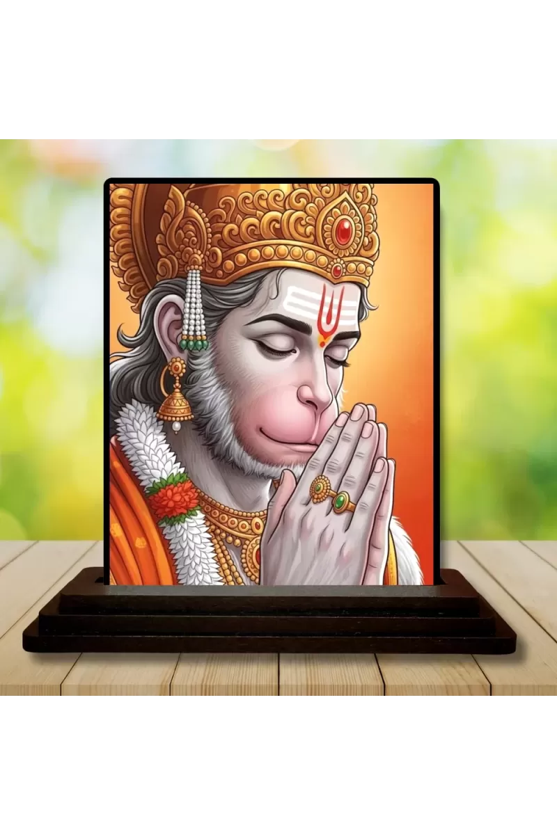 Car Dashboard Hanuman Wooden Photo Stand  3x4 Inches, Compact & Stylish Spiritual Display For Car, Home & Office (Pack Of 1) (F49621)