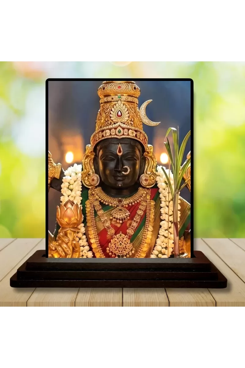 Car Dashboard Tirupati Balaji Wooden Photo Stand  3x4 Inches, Compact & Stylish Spiritual Display For Car, Home & Office (Pack Of 1) (F49622)