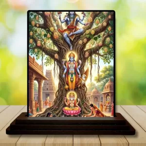 Car Dashboard Shiva Wooden Photo Stand  3x4 Inches, Compact & Stylish Spiritual Display For Car, Home & Office (Pack Of 1) (F49623)