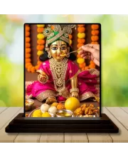 Car Dashboard Laddu Gopal Wooden Photo Stand  3x4 Inches, Compact & Stylish Spiritual Display For Car, Home & Office (Pack Of 1) (F49628)