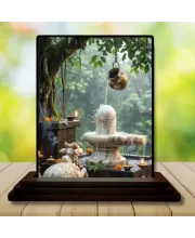 Car Dashboard Ganesha Wooden Photo Stand  3x4 Inches, Compact & Stylish Spiritual Display For Car, Home & Office (Pack Of 1) (F49629)