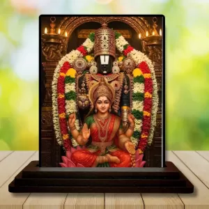 Car Dashboard Lakshmi Wooden Photo Stand  3x4 Inches, Compact & Stylish Spiritual Display For Car, Home & Office (Pack Of 1) (F49633)