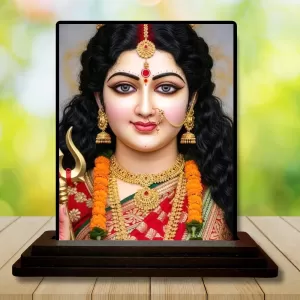 Car Dashboard Goddess Durga Wooden Photo Stand 3x4 Inches, Compact & Stylish Spiritual Display For Car, Home & Office (Pack Of 1) (F49636) Car Dashboard Goddess Durga Wooden Photo Stand 3x4 Inches, Compact & Stylish Spiritual Display For Car, Home & Office (Pack Of 1) (F49636)