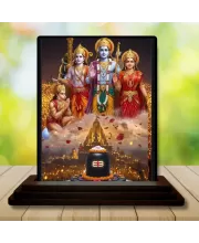 Car Dashboard Ram Darbar Wooden Photo Stand  3x4 Inches, Compact & Stylish Spiritual Display For Car, Home & Office (Pack Of 1) (F49637)
