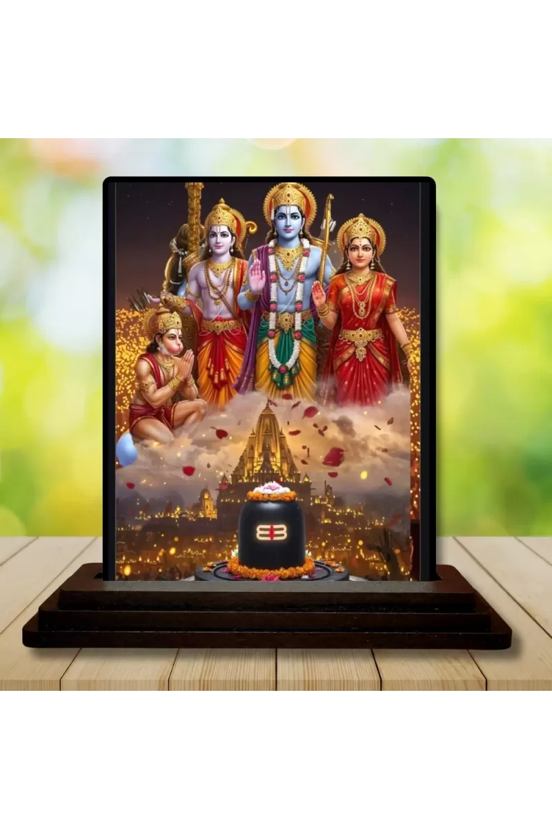 Car Dashboard Ram Darbar Wooden Photo Stand  3x4 Inches, Compact & Stylish Spiritual Display For Car, Home & Office (Pack Of 1) (F49637)
