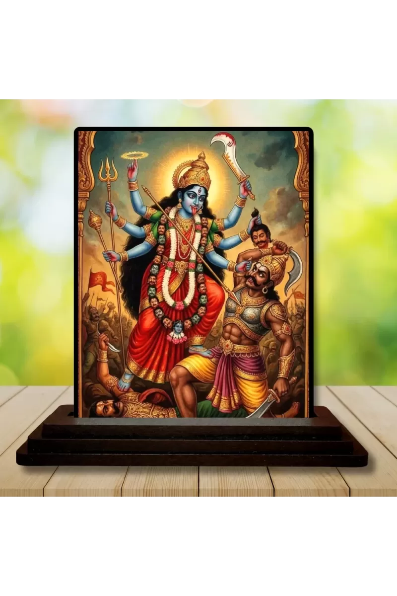 Car Dashboard Kali Wooden Photo Stand  3x4 Inches, Compact & Stylish Spiritual Display For Car, Home & Office (Pack Of 1) (F49639)