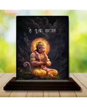 Car Dashboard Hanuman Wooden Photo Stand  3x4 Inches, Compact & Stylish Spiritual Display For Car, Home & Office (Pack Of 1) (F49641)