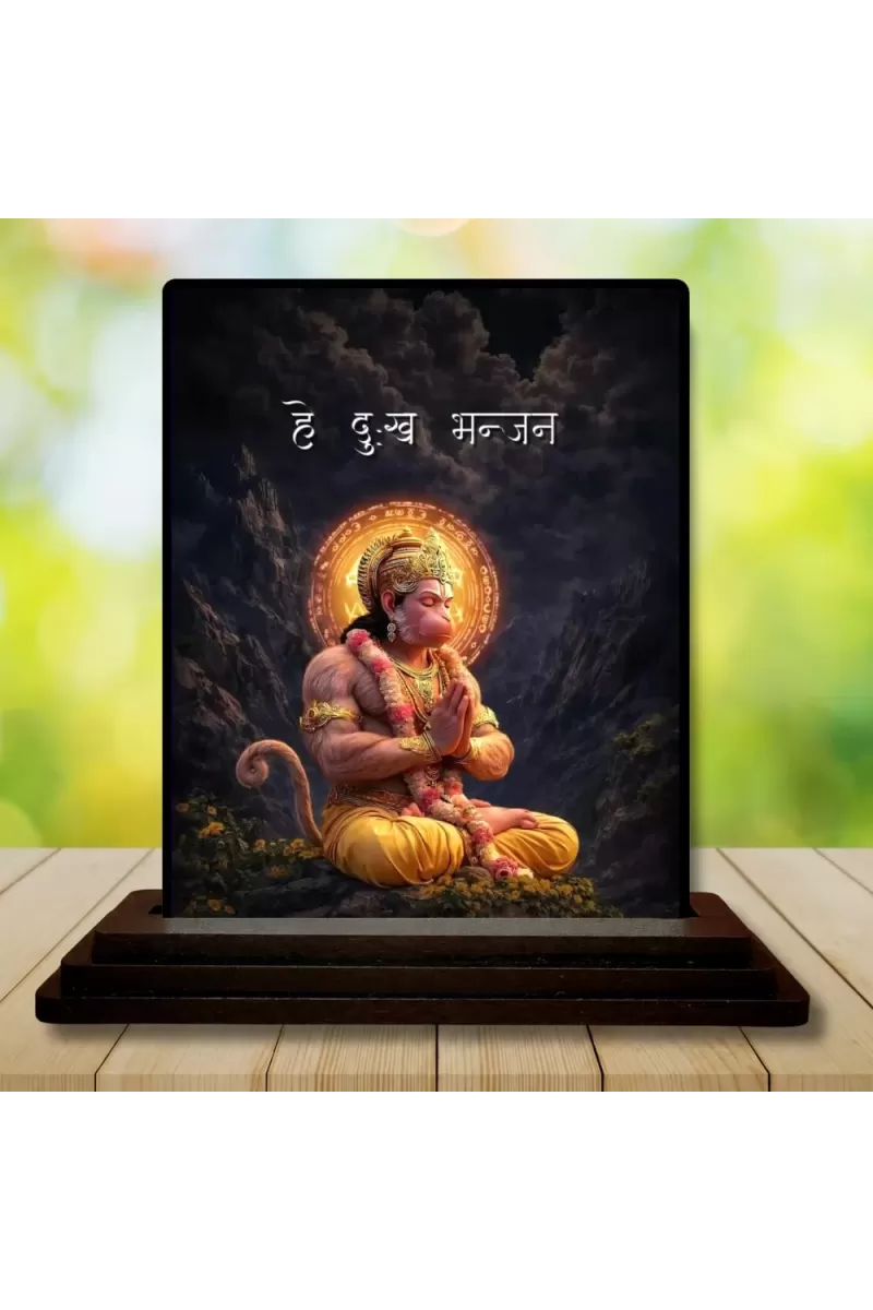 Car Dashboard Hanuman Wooden Photo Stand  3x4 Inches, Compact & Stylish Spiritual Display For Car, Home & Office (Pack Of 1) (F49641)