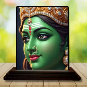 Car Dashboard Goddess Kali Wooden Photo Stand  3x4 Inches, Compact & Stylish Spiritual Display For Car, Home & Office (Pack Of 1) (F49643)