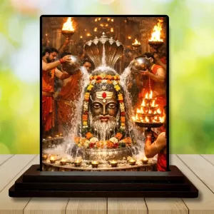 Car Dashboard Shiva Wooden Photo Stand  3x4 Inches, Compact & Stylish Spiritual Display For Car, Home & Office (Pack Of 1) (F49644)