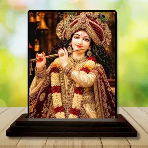 Car Dashboard Shree Krishna Wooden Photo Stand 3x4 Inches, Compact & Stylish Spiritual Display For Car, Home & Office (Pack Of 1) (F49645) Car Dashboard Shree Krishna Wooden Photo Stand 3x4 Inches, Compact & Stylish Spiritual Display For Car, Home & Office (Pack Of 1) (F49645)