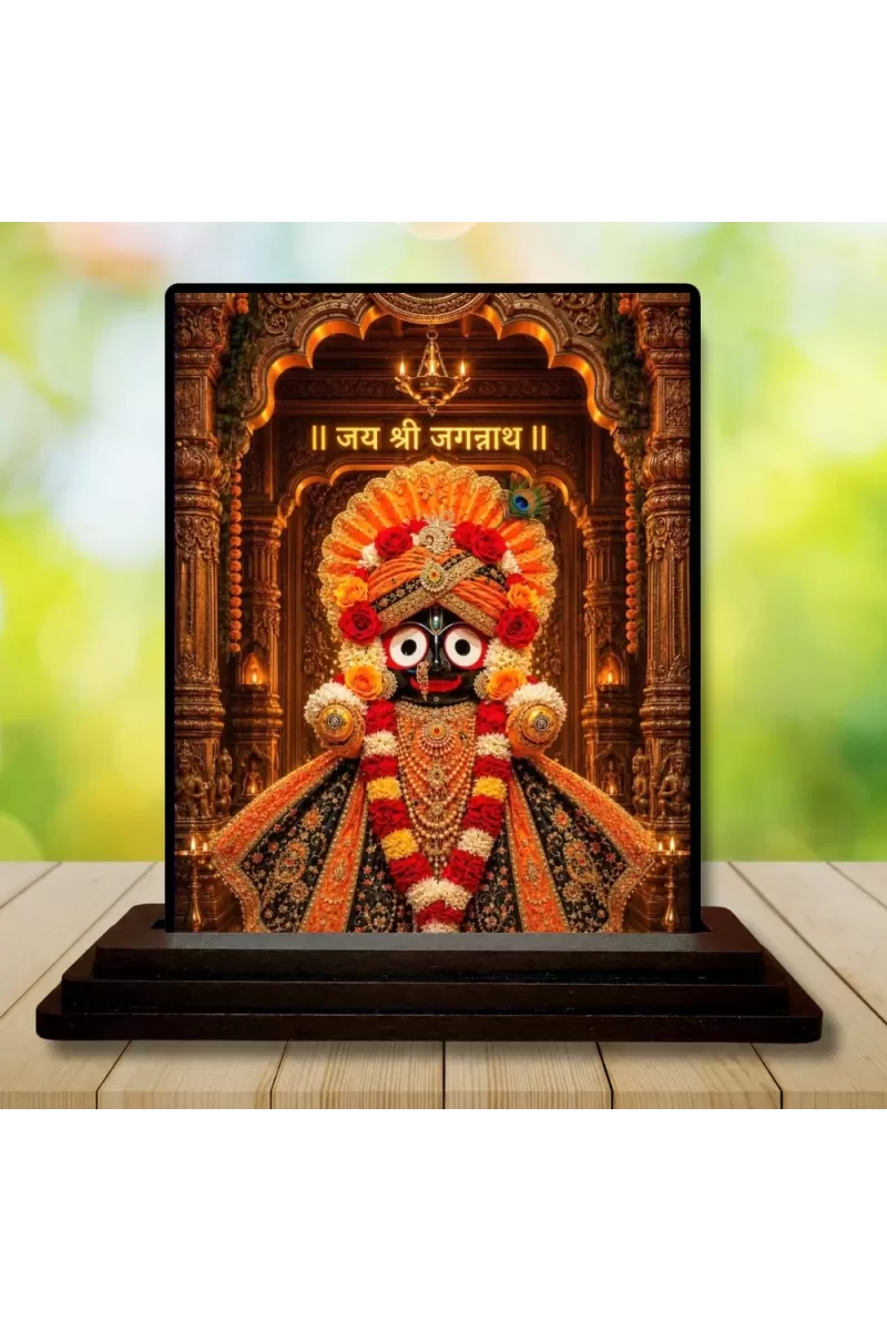 Car Dashboard Jagannath Wooden Photo Stand  3x4 Inches, Compact & Stylish Spiritual Display For Car, Home & Office (Pack Of 1) (F49646)