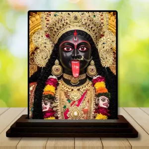 Car Dashboard Kali Wooden Photo Stand  3x4 Inches, Compact & Stylish Spiritual Display For Car, Home & Office (Pack Of 1) (F49647)