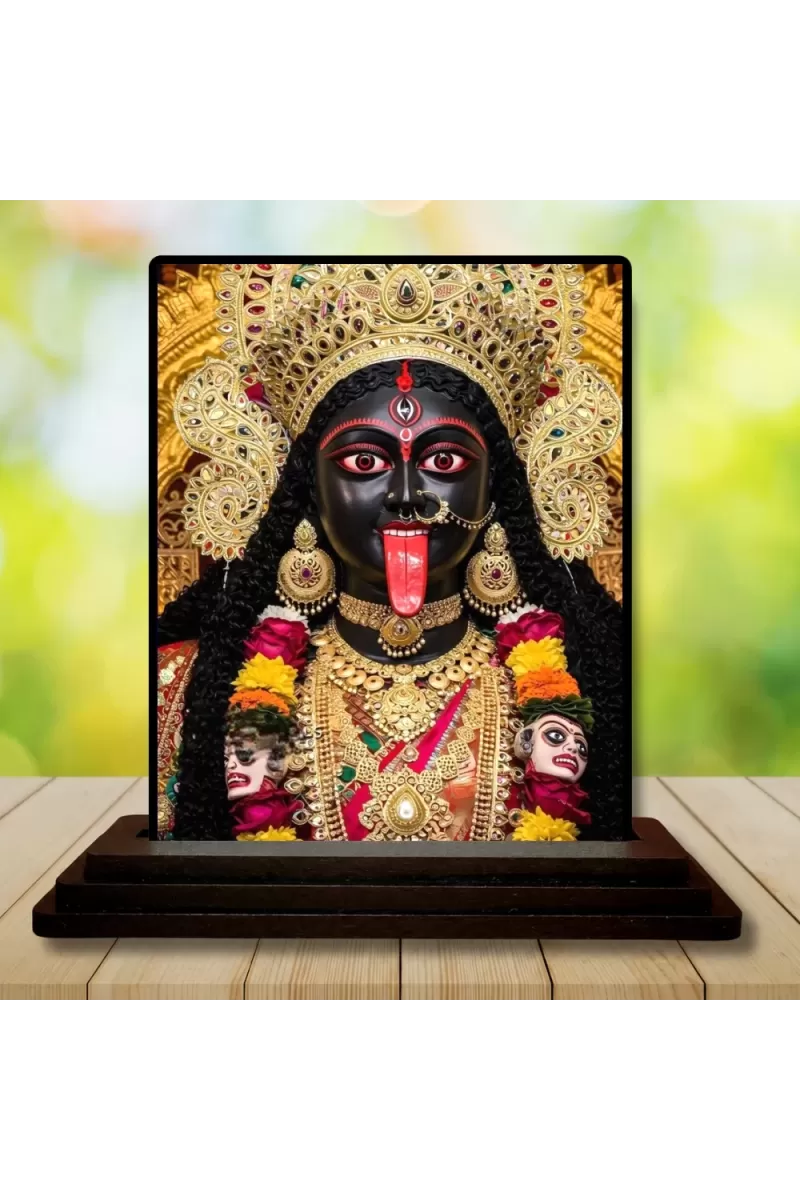 Car Dashboard Kali Wooden Photo Stand  3x4 Inches, Compact & Stylish Spiritual Display For Car, Home & Office (Pack Of 1) (F49647)