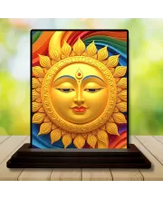 Car Dashboard Surya Wooden Photo Stand  3x4 Inches, Compact & Stylish Spiritual Display For Car, Home & Office (Pack Of 1) (F49648)