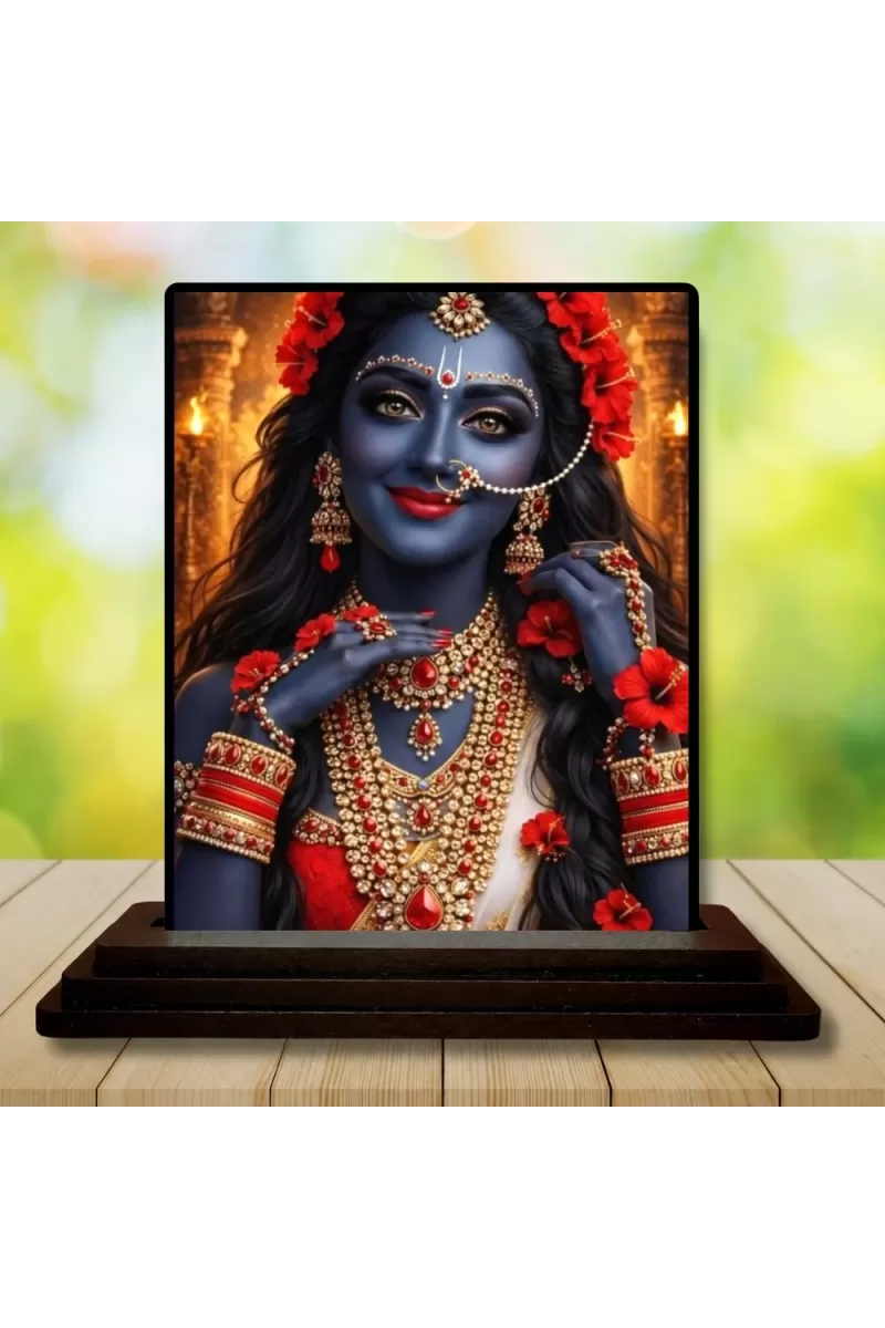 Car Dashboard Krishna Wooden Photo Stand  3x4 Inches, Compact & Stylish Spiritual Display For Car, Home & Office (Pack Of 1) (F49652)