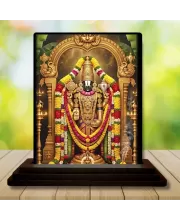 Car Dashboard Venkateswara Wooden Photo Stand  3x4 Inches, Compact & Stylish Spiritual Display For Car, Home & Office (Pack Of 1) (F49654)