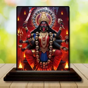Car Dashboard Kali Wooden Photo Stand  3x4 Inches, Compact & Stylish Spiritual Display For Car, Home & Office (Pack Of 1) (F49655)