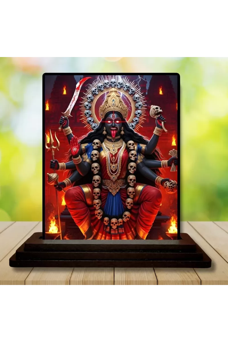 Car Dashboard Kali Wooden Photo Stand  3x4 Inches, Compact & Stylish Spiritual Display For Car, Home & Office (Pack Of 1) (F49655)