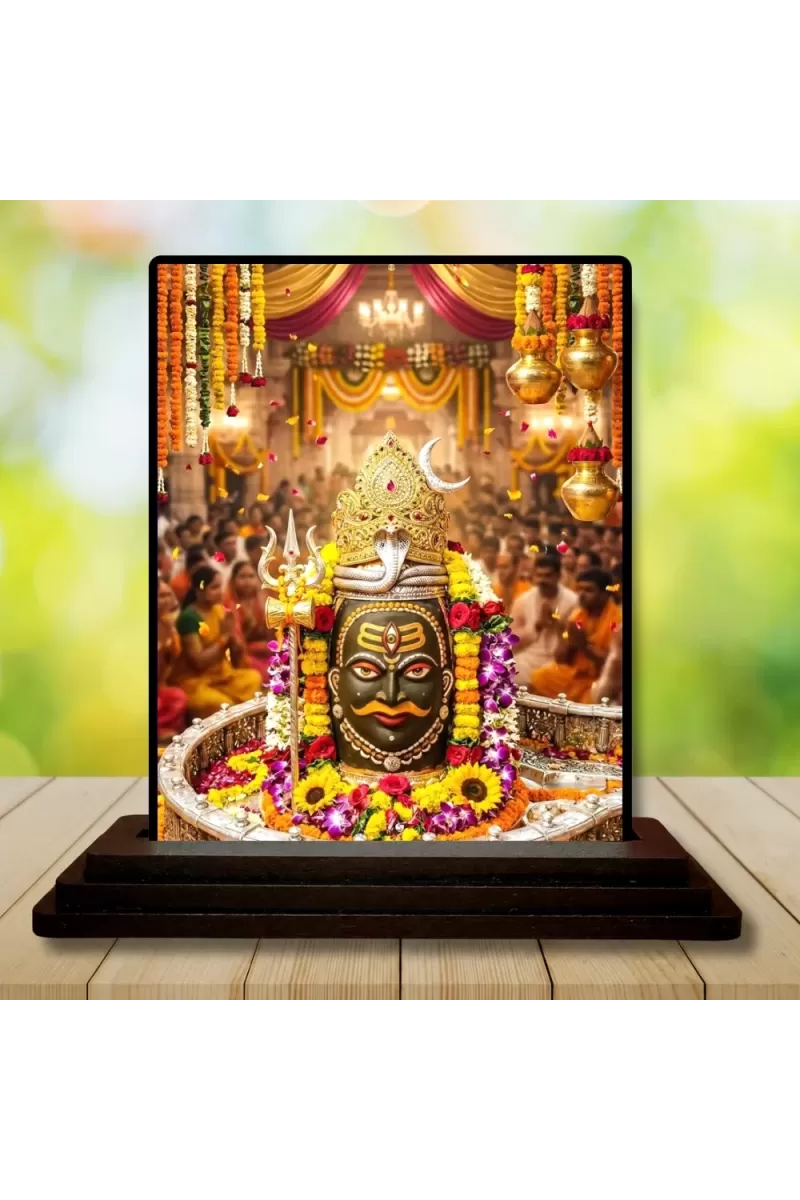 Car Dashboard Shiva Wooden Photo Stand  3x4 Inches, Compact & Stylish Spiritual Display For Car, Home & Office (Pack Of 1) (F49659)