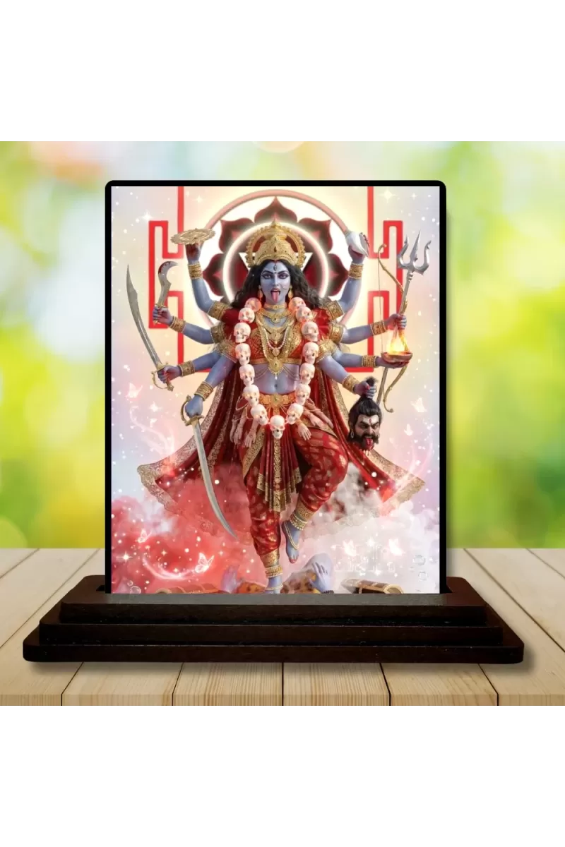 Car Dashboard Kali Wooden Photo Stand  3x4 Inches, Compact & Stylish Spiritual Display For Car, Home & Office (Pack Of 1) (F49662)
