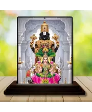 Car Dashboard God Narayan Wooden Photo Stand  3x4 Inches, Compact & Stylish Spiritual Display For Car, Home & Office (Pack Of 1) (F49664)
