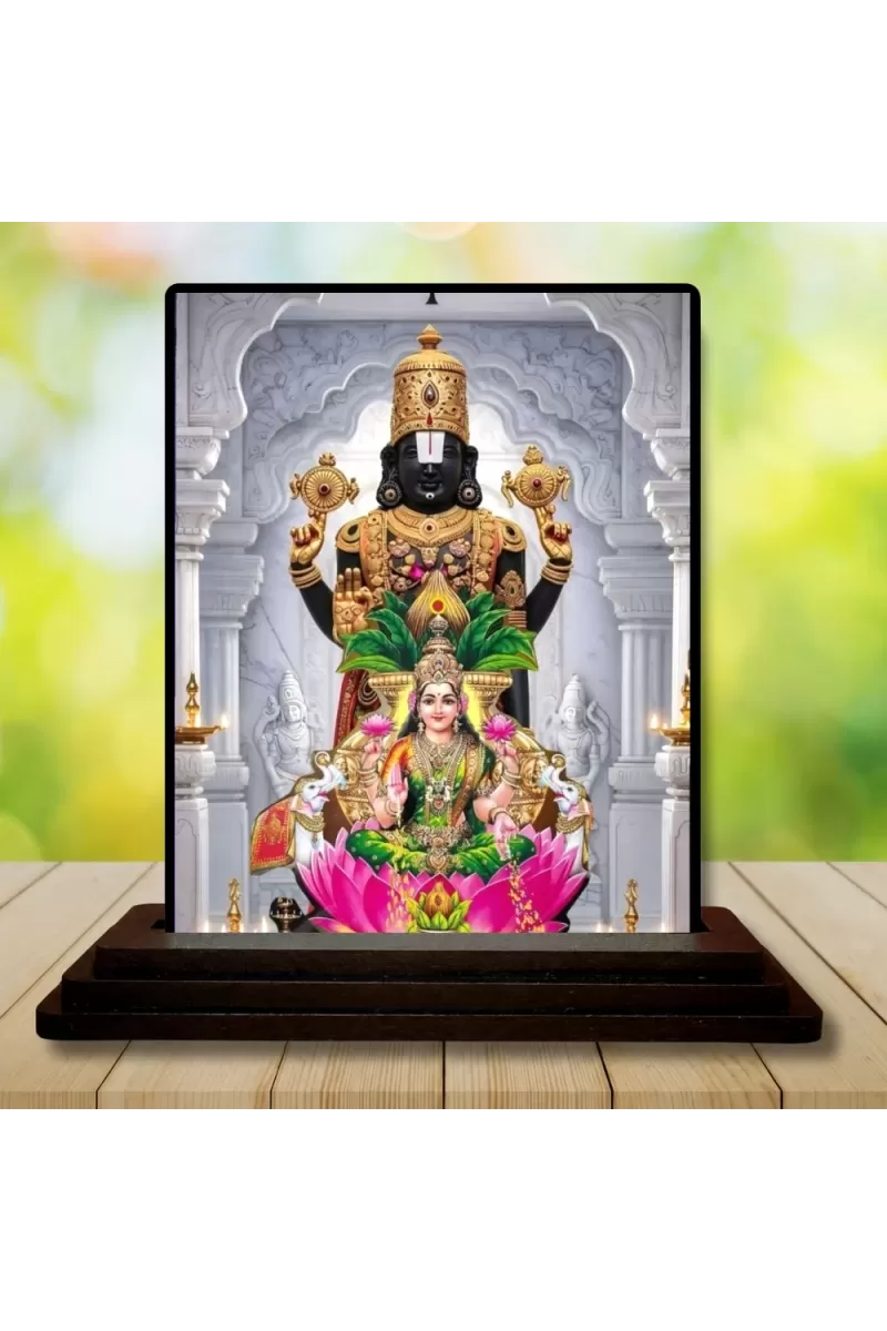 Car Dashboard God Narayan Wooden Photo Stand  3x4 Inches, Compact & Stylish Spiritual Display For Car, Home & Office (Pack Of 1) (F49664)
