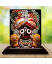 Car Dashboard Jagannatha Wooden Photo Stand  3x4 Inches, Compact & Stylish Spiritual Display For Car, Home & Office (Pack Of 1) (F49667)