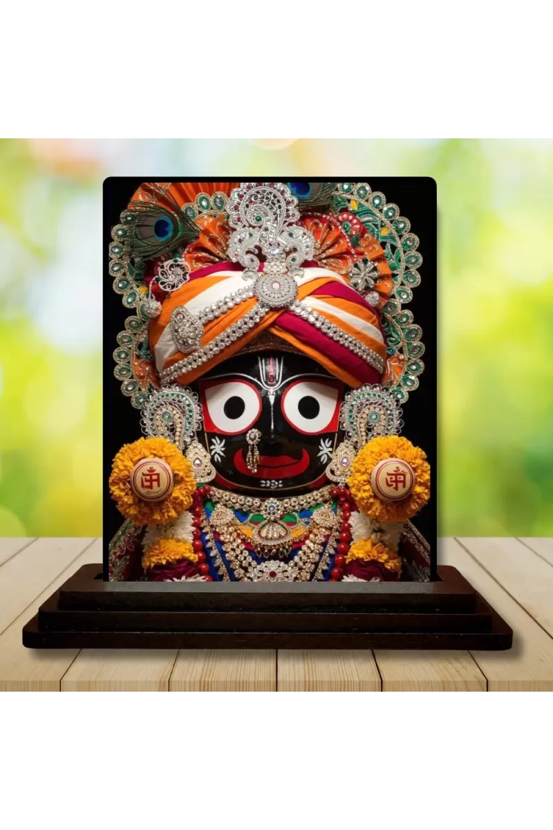 Car Dashboard Jagannatha Wooden Photo Stand  3x4 Inches, Compact & Stylish Spiritual Display For Car, Home & Office (Pack Of 1) (F49667)