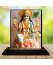 Car Dashboard Lakshmi Wooden Photo Stand  3x4 Inches, Compact & Stylish Spiritual Display For Car, Home & Office (Pack Of 1) (F49668)