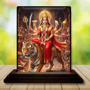 Car Dashboard Durga Wooden Photo Stand 3x4 Inches, Compact & Stylish Spiritual Display For Car, Home & Office (Pack Of 1) (F49669) Car Dashboard Durga Wooden Photo Stand 3x4 Inches, Compact & Stylish Spiritual Display For Car, Home & Office (Pack Of 1) (F49669)